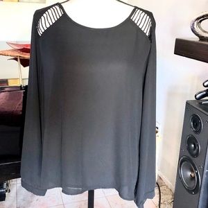NWT BAR lll semi sheer cut out black top
